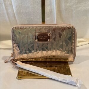 Michael Kors Rose Gold Zip-Around Wristlet Wallet -NEW